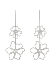 Flower Shape Hollow Solid Color Drop Earrings