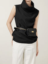 Solid Color Loose Sleeveless Stand Collar Vest Top