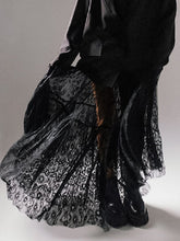 Gauze Pleated See-Through Split-Joint A-Line High Waisted Skirts