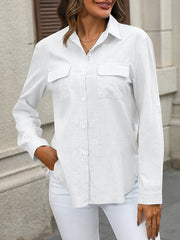 Solid Color Split-Joint Lapel Blouses&Shirts Tops