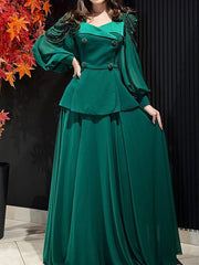 Wrap Chains Solid Color Shirts Tops&Skirts Two Pieces Set