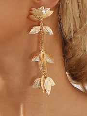 Flower Shape Tasseled Drop Earrings