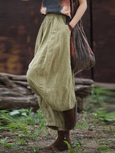 Elasticity Pleated Pockets Solid Color Split-Joint Bloomers Loose Casual Pants Bottoms