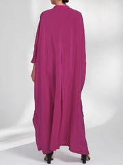 Solid Color V-Cut Batwing Sleeves Loose Maxi Dresses