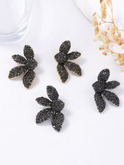 Flower Shape Geometric Rhinestone Shiny Earrings Accessories