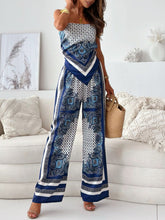 Printed Look-Younger Straps Vest Top & Casual Pants Bottoms Two Pieces Set