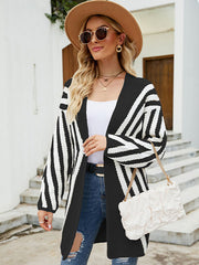 Loose Rhombus Stripes Cardigan Tops