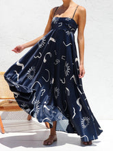 Printed Split-Joint Loose Sleeveless Spaghetti-Neck Maxi Dresses