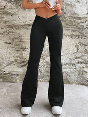 Solid Color High Waisted Wide Leg Trousers Pants
