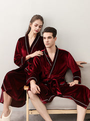 Comfortable Solid Bandage V-Neck Pajama Robe