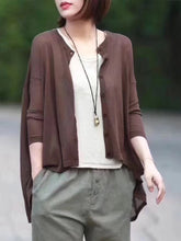 Vintage Solid Loose Cropped Batwing Sleeve Knitting Outwear