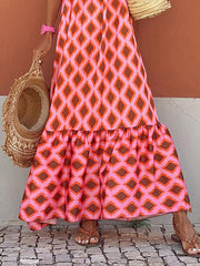 Loose Printed Spaghetti-Neck Maxi Dresses