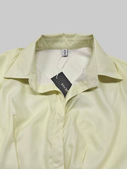 Long Sleeves Loose Floral Printed Pleated Split-Joint Tied Waist Lapel Midi Dresses Shirt Dress