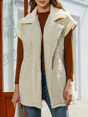 Split-Joint Velvet Loose Sleeveless Lapel Vest Top