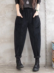 Elasticity Pockets Solid Color Loose Half Pants
