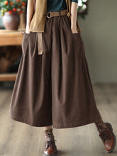 Vintage Wide Leg Loose Elasticity Solid Color Casual Pants Bottoms
