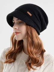 Flat Brim Solid Color Split-Joint Knitted Hats Hats