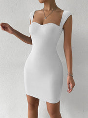 Solid Color Split-Joint Bodycon Square-Neck Mini Dresses