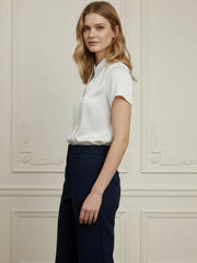 Short Sleeves Buttoned Solid Color Lapel Blouses&Shirts Tops