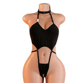 Backless Lace Up Halter Crotchless