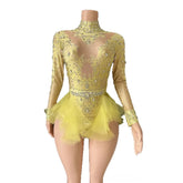 Elegant Feather Rhinestone Elastic High Quality Stage Performance