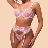 Lingeries Elegant Bra Lingerie Bra Belt Thong 3PC Embroidered Underwear Transparent Bralette