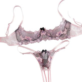 Floral Breathable Open Bra Lingerie Sets