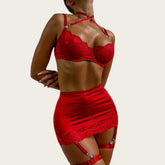 French Lace Lingeries Halter Bra Heart G-String Thongs Sissy Erotic Ensemble Exotic Sets Romantic Underwear