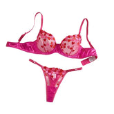 Mesh Heart Embroidery See Through Bra Pantys Erotic Seductive Underwearss Clothings Seduct Lingerie Set