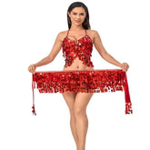 Belly Dance Waist Hip Scarf Sequins Tassel Set Indian Dance Performance Waist Belt