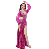 Design Light Sequin Belly Dance Robe Elegant Oriental Dance Outfit
