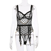 Erotic Western Style Girl Mesh Featuring Sensual Metal Chain See Through Alluring Exquisite Premium Erotic