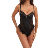Erotic Western Style Lace Velvet Patchwork Featuring Sensual Cross Charm See Through Alluring Exquisite Erotic