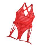 Erotic Western Style Striped Mesh Featuring Sensual Straps See Through Alluring Exquisite Premium Erotic