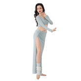 Knit Belly Dance Training Drawstring Half Skirt Soft Outfit