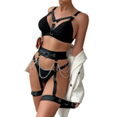 Erotic Metal Chain Lingerie Set Featuring Sensual Underwire Push Up Design Alluring Bandage Sensual Lingerie Bra Set