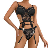 Erotic Three Point Lace Bra 2 Piece Set Featuring Sensual Hollow Out Backless Design Alluring Sensual Lingerie Set