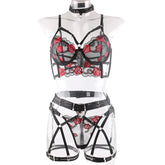 Western Floral Embroidery See Through Hollow Out Bra