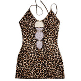 Plus Size Hollow Out Leopard Print Hip Skirt Backless Western