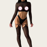 Seductive Lingerie Sets See Through Long Sleeve Brief 2PC with Stockings Ultra Party Night