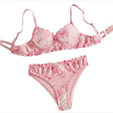 See Through Floral Embroidery Lace Bras Pure Girl Erotic Seductives Underwearss Clothings Seduct Lingerie Set