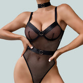 Sensual Meshs Transparent Combination Catsuits Bodycon Chic Slim Strappy Rompers Lingeries