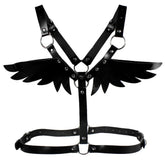 Black Angel Wings Leather Harness Goth Punk Body Chain Binding Straps Harness Belt Cosplay Accessories