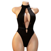 Crotchless Open Crotch Halter Skinny Underwear Teddy Backless Cross Strap Lace Hollow Out Lingerie Set