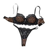 Fashionable Wild Leopard Print Lace Underwear