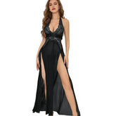 Lace Mesh Slit Night Dress Backless Strap Long Skirt Lingeries Long Dress Mesh Slit Dress