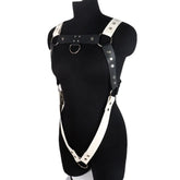 Men BlackLeather Metal Body Chest Harness Punk Male Leather Bondage Gay Club Rave Flirting Adult Accessories