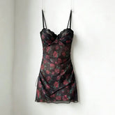 Nighties Lingerie Night Dress Floral Print Halter Dress - Luxurious and Alluring Backless Dress