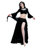 Belly Dance Oriental Dance Stretched Silky Outfit Class Group Dance Long Skirt Practice Suit 2 Pieces Set