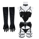 Lingerie Exotic Sensual Hollow Out Bow Decor Pure Desire Gloves Temptation Babydoll Fetish Outfit XXX